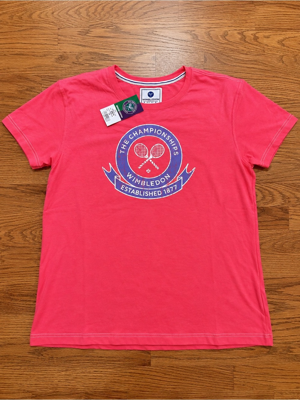 NWT Official Wimbledon Championships T-Shirt Women UK 14 US 10 Large Pink Tennis